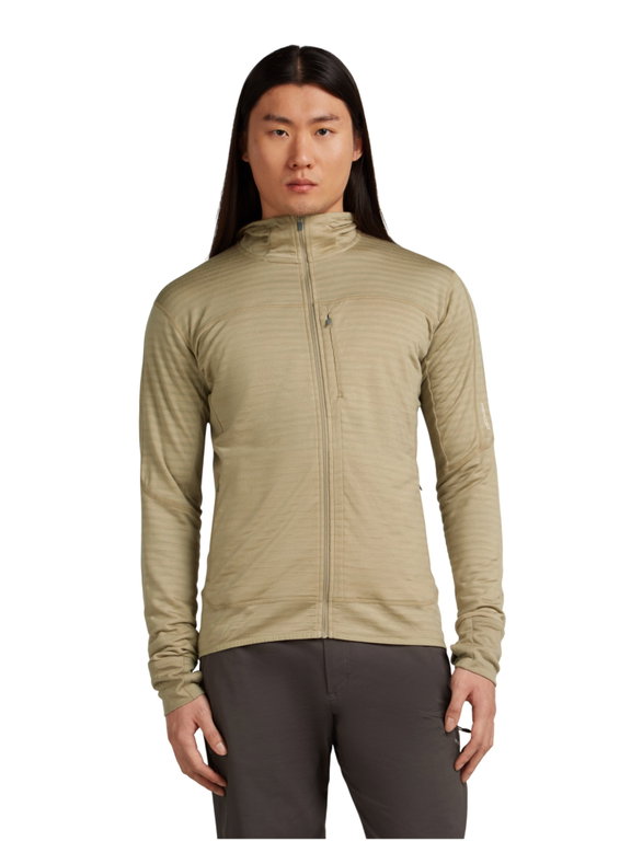 Icebreaker Fleecejacke Descender Merino Blend 300 RealFleece mit Kapuze (Merinowolle, atmungsaktiv) sandbraun Herren